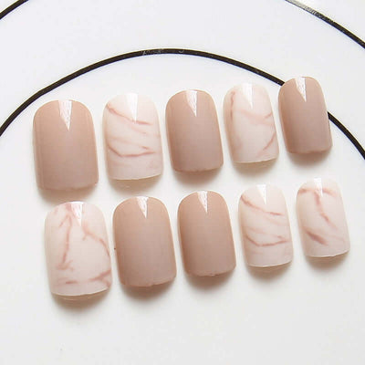 Light khaki smudge false nails - Mrgoluckynow Light khaki smudge false nails0Mrgoluckynow CJBJZJZJ00689 - Glue models - Q24pcs