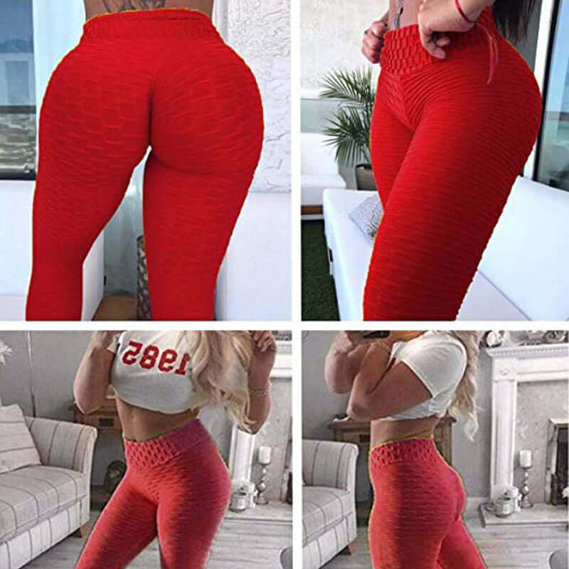 Leggings Women Gym High Waist Push Up Yoga Pants Jacquard Fitness Legging Running Trousers Woman Tight Sport Pants - Mrgoluckynow Leggings Women Gym High Waist Push Up Yoga Pants Jacquard Fitness Legging Running Trousers Woman Tight Sport Pants0Mrgoluckynow CJNSXZJS00692 - Red - L