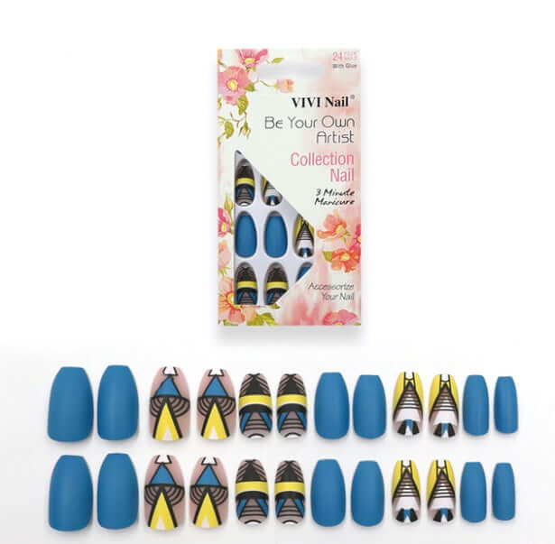 24 fake nails matte nail sheets - Mrgoluckynow 24 fake nails matte nail sheets0Mrgoluckynow CJBJZJZJ00656 - Blue