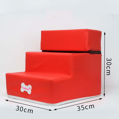 Dog Stairs Pet Ladder Sponge Steps - Mrgoluckynow Dog Stairs Pet Ladder Sponge Steps0Mrgoluckynow CJJJJTJT39810 - Red - 3 layers