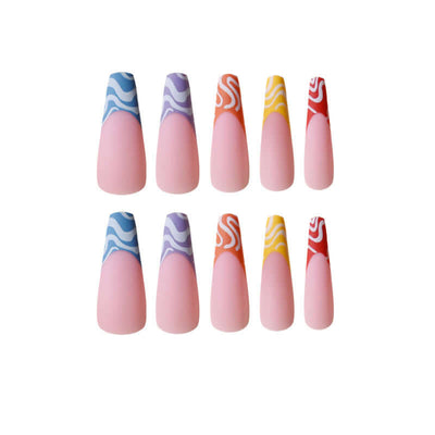 Rainbow Wave Fake Nails Nail Stickers - Mrgoluckynow Rainbow Wave Fake Nails Nail Stickers0Mrgoluckynow CJYD151592901AZ