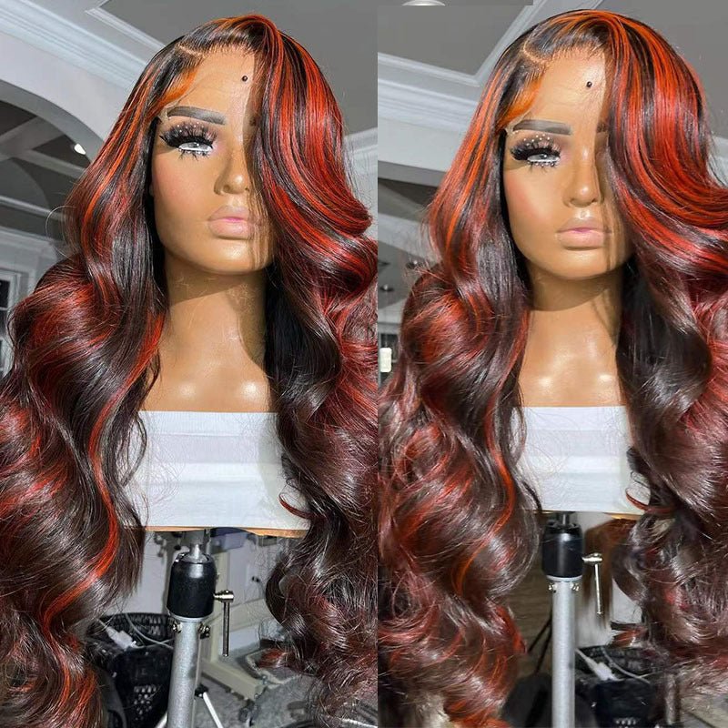 Lace Frontal Burgundy Highlight 13X4 4x4 Closure Wigs HUMAN HAIR - Mrgoluckynow Lace Frontal Burgundy Highlight 13X4 4x4 Closure Wigs HUMAN HAIR0Mrgoluckynow CJZR149689101AZ