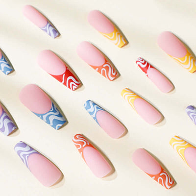 Rainbow Wave Fake Nails Nail Stickers - Mrgoluckynow Rainbow Wave Fake Nails Nail Stickers0Mrgoluckynow CJYD151592901AZ