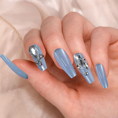 Blue With Large Diamond Nails - Mrgoluckynow Blue With Large Diamond Nails0Mrgoluckynow CJZJ222151501AZ