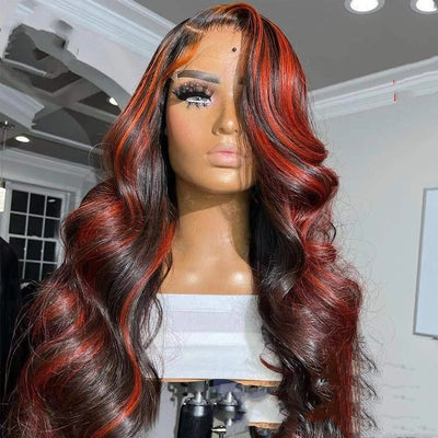 Lace Frontal Burgundy Highlight 13X4 4x4 Closure Wigs HUMAN HAIR - Mrgoluckynow Lace Frontal Burgundy Highlight 13X4 4x4 Closure Wigs HUMAN HAIR0Mrgoluckynow CJZR149689101AZ