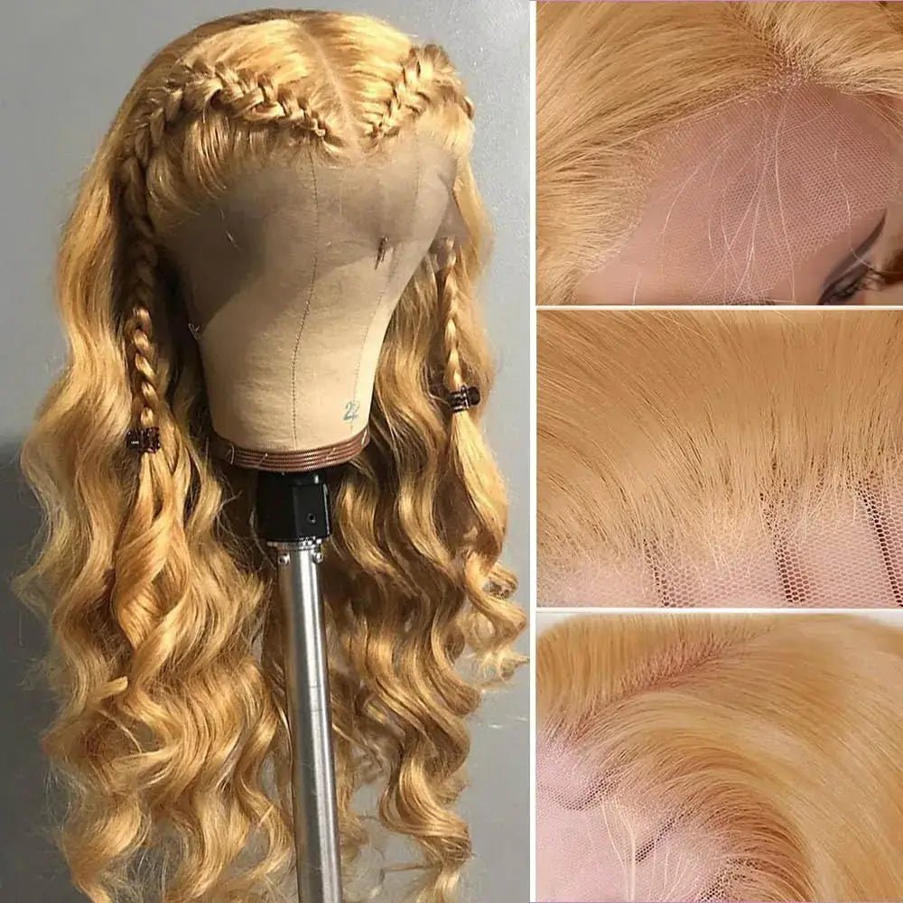 #27 Honey Blonde Human Hair Wigs 13X4 Transparent Lace Pre Plucked Body Wave Human Hair Lace Frontal Wig 200 Density 20 - 32 inch - Mrgoluckynow #27 Honey Blonde Human Hair Wigs 13X4 Transparent Lace Pre Plucked Body Wave Human Hair Lace Frontal Wig 200 Density 20 - 32 inchMrgoluckynow 146:20298875;200000703:200003637