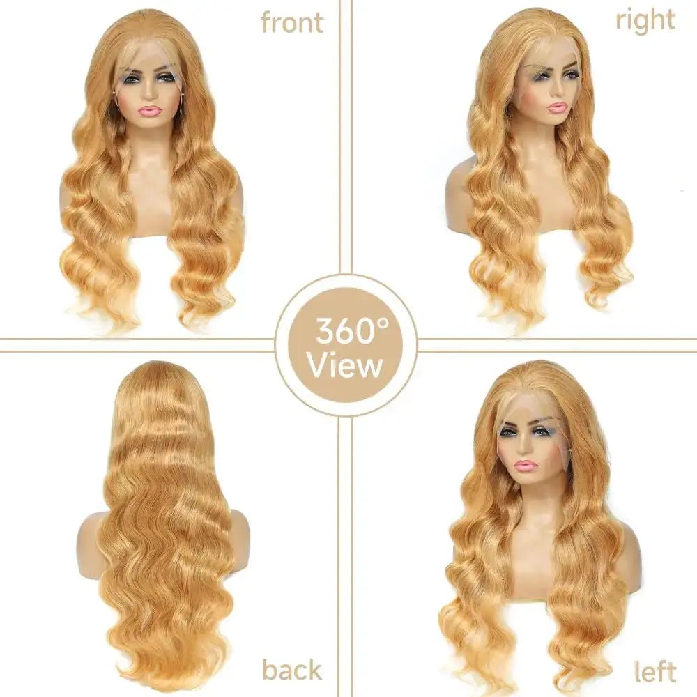 #27 Honey Blonde Human Hair Wigs 13X4 Transparent Lace Pre Plucked Body Wave Human Hair Lace Frontal Wig 200 Density 20 - 32 inch - Mrgoluckynow #27 Honey Blonde Human Hair Wigs 13X4 Transparent Lace Pre Plucked Body Wave Human Hair Lace Frontal Wig 200 Density 20 - 32 inchMrgoluckynow 146:20298875;200000703:200003637