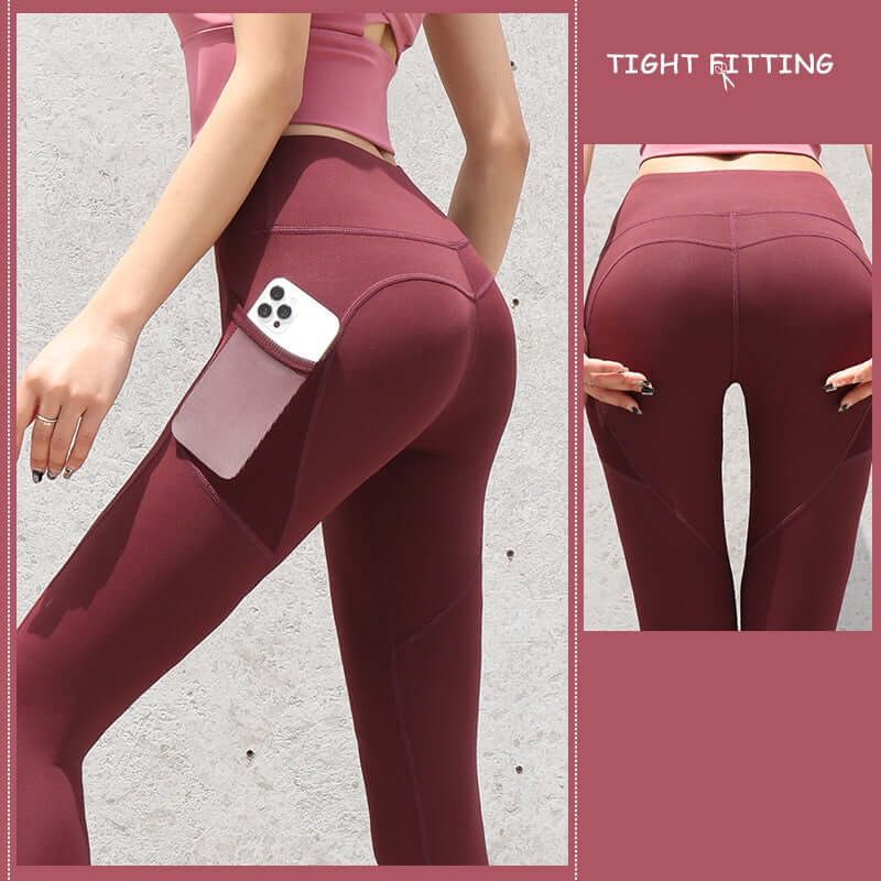 Gym Sport Seamless Leggings With Pockets Push Up High Waist Pants Women Fitness Running Yoga Pants Gym Sport Seamless Leggings - Mrgoluckynow Gym Sport Seamless Leggings With Pockets Push Up High Waist Pants Women Fitness Running Yoga Pants Gym Sport Seamless Leggings0Mrgoluckynow CJDD1672480 - Plum pulp Red - L