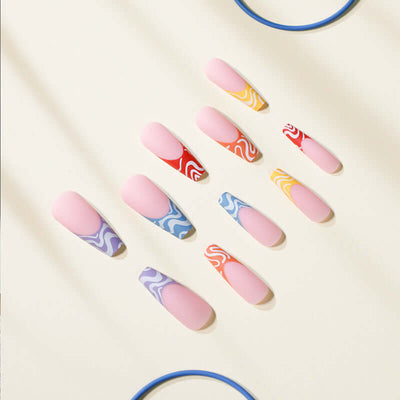 Rainbow Wave Fake Nails Nail Stickers - Mrgoluckynow Rainbow Wave Fake Nails Nail Stickers0Mrgoluckynow CJYD151592901AZ