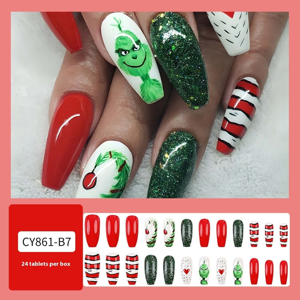 Christmas Wear Fake Nails Nail Sticker - Mrgoluckynow Christmas Wear Fake Nails Nail Sticker0Mrgoluckynow CJYD224698722VE