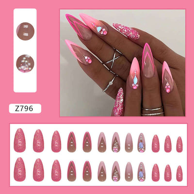 Almond Double French Fake Nails - Mrgoluckynow Almond Double French Fake Nails0Mrgoluckynow CJYD205767601AZ