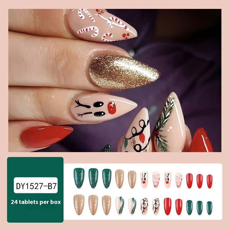 Christmas Wear Fake Nails Nail Sticker - Mrgoluckynow Christmas Wear Fake Nails Nail Sticker0Mrgoluckynow CJYD224698715OL